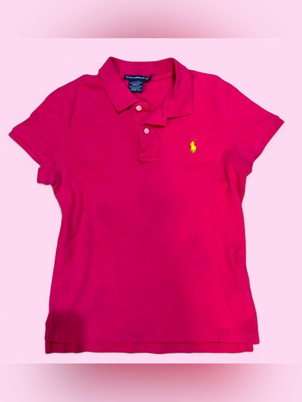 Ralph Lauren Girls Hot Pink Polo with Yellow Pony
